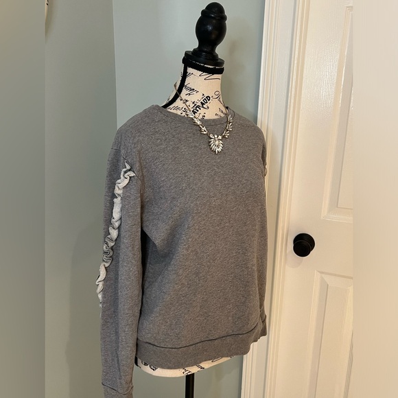 Iris & Ink Gray Crewneck Sweatshirt w/ Ruffle Detail  | SZ S | Good Condition - Picture 1 of 8